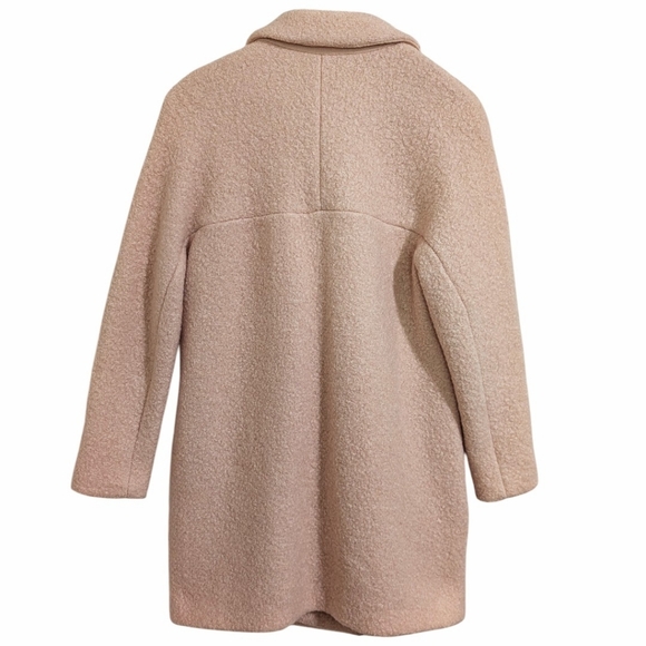 Zara Basic Wool Blend Bouclé Overcoat in Blush Pink - Picture 2 of 7
